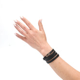 Bracciale multigiro in pelle nera